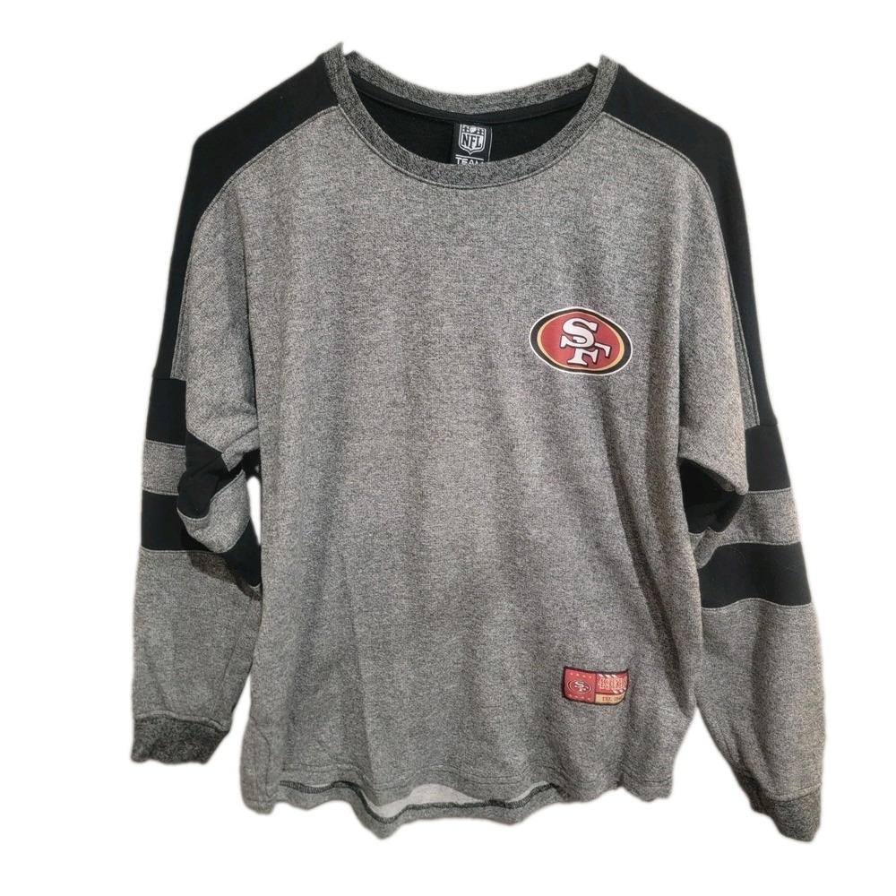 Womens Small San Francisco 49ers NFL Long Sleeve Shirt Gray Black Back Graphic